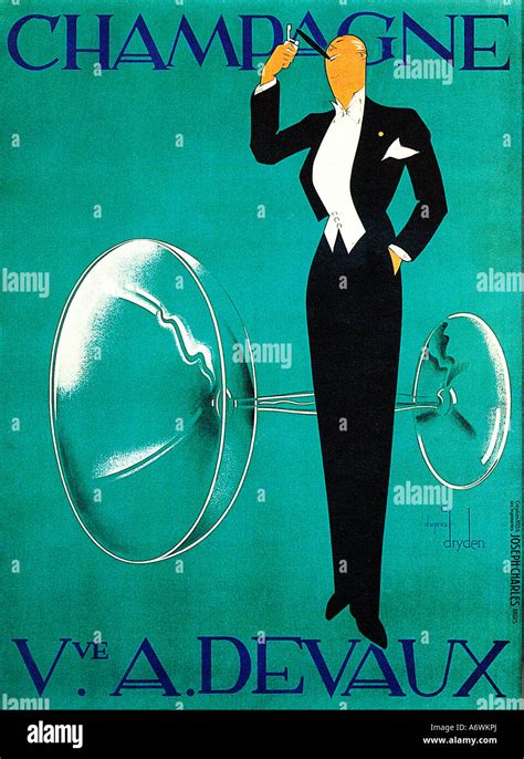 Champagne Devaux The Famous 1930s Art Deco Poster For The French House By Ernst Dryden Stock