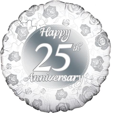 Happy 25th Anniversary Silver 18 Foil Helium Balloon Buy Online