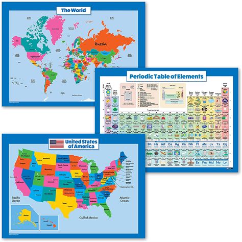 Education And Crafts World Map And Usa Map For Kids 18 X 24 Laminated