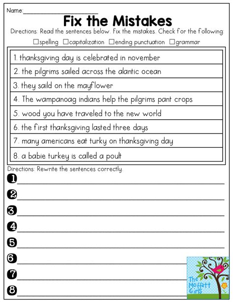 Sentence Grammar Correction Worksheets