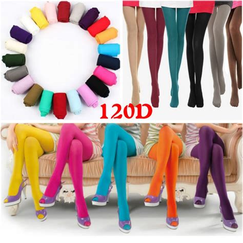 Women Candy Color Footed Thick Opaque Warm Pantyhose Stretch 120d Autumn Winter Nylon Tights