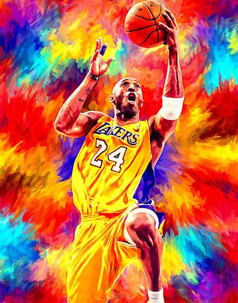 Kobe Bryant Basketball Art Portrait Painting Poster By Andres Ramos