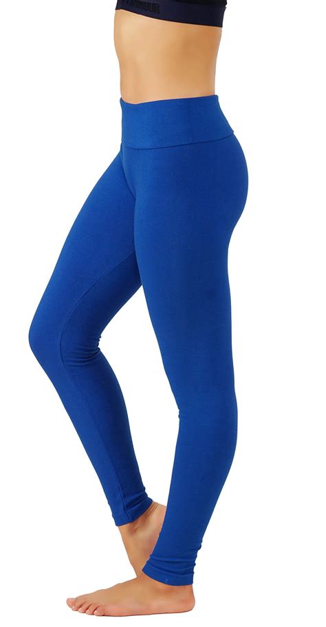 kvksea womens high waist cottonspandex yoga pants workout leggings small medium r bluelhw010