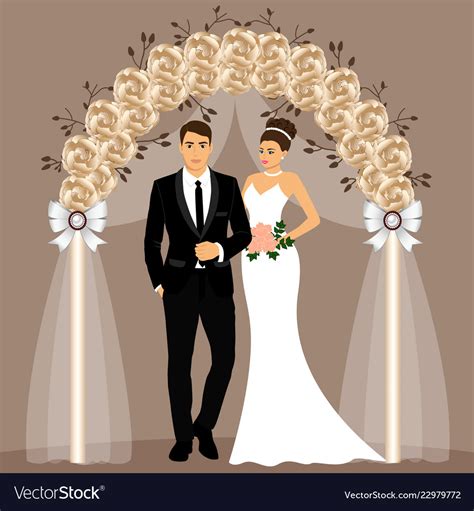 Wedding Arch With Bride And Groom Royalty Free Vector Image