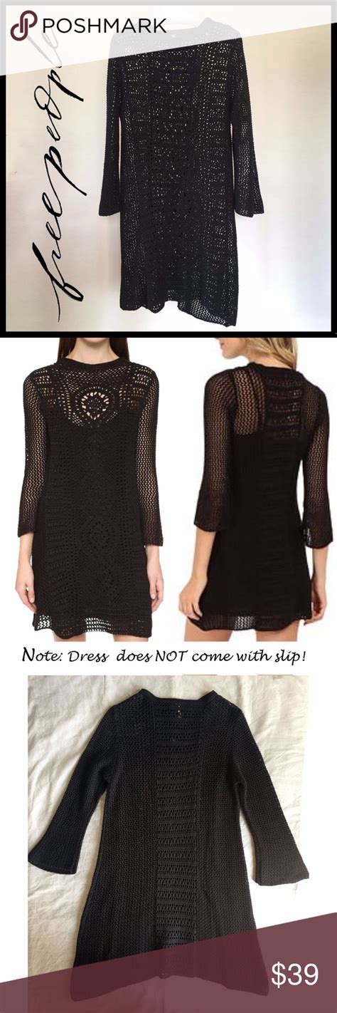 Free People Rosalind Swit Crochet Dress Black L Crochet Dress Clothes Design Dresses