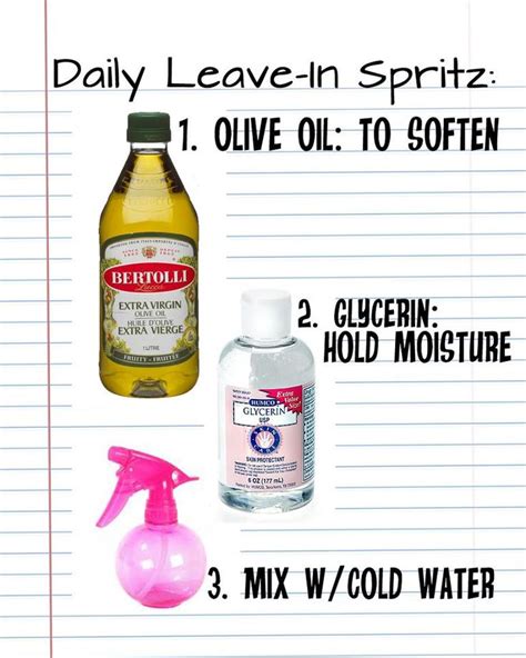 June 3, 2016 at 12:17 am. DIY Hair Moisturizer Mix Using Olive Oil, Glycerin & Water ...