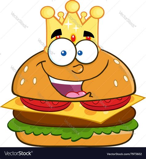 King Burger Cartoon Royalty Free Vector Image Vectorstock