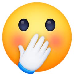 It may appear differently on other platforms. Gezicht met hand over de mond Emoji 🤭