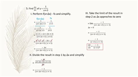 Derivative Of Algebraic Functions Using Three Step Rule Youtube