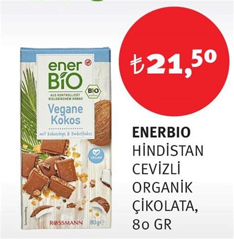 Enerbio Hindistan Cevizli Organik Çikolata 80 gr İndirimde Market