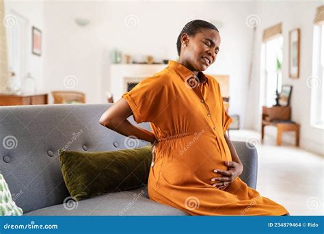 Pregnant African American Woman Having Backache During Gestation Stock