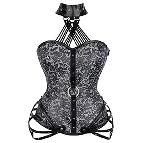 top totty bea saucy role play erotic dominatrix gray gothic neck hanging with 11 steel ribs and
