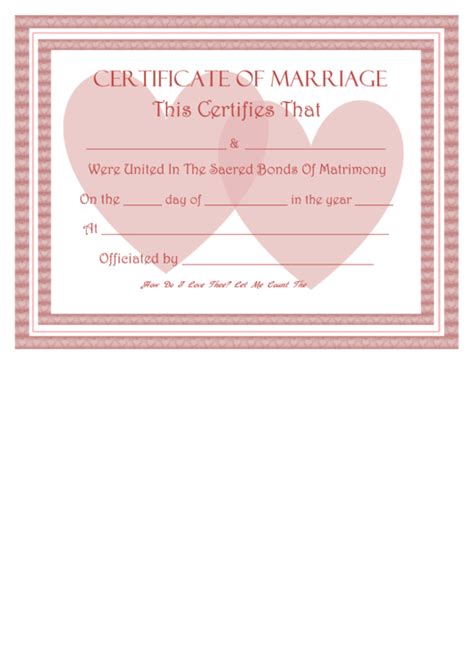 Fake Marriage Certificate Template Printable Pdf Download