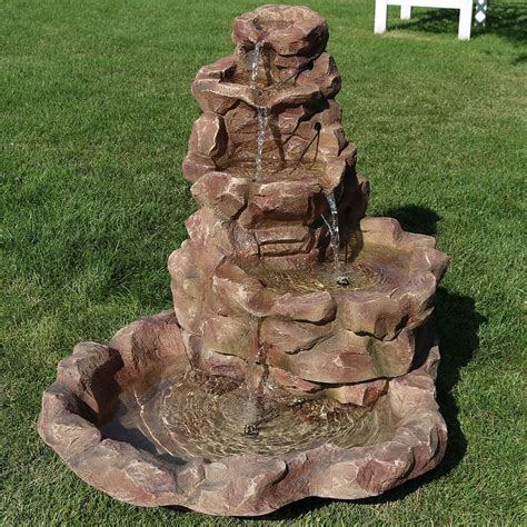 Sunnydaze Lighted Stone Springs Outdoor Water Fountain
