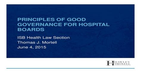 Principles Of Good Governance For Hospital Boardsprinciples Of Good