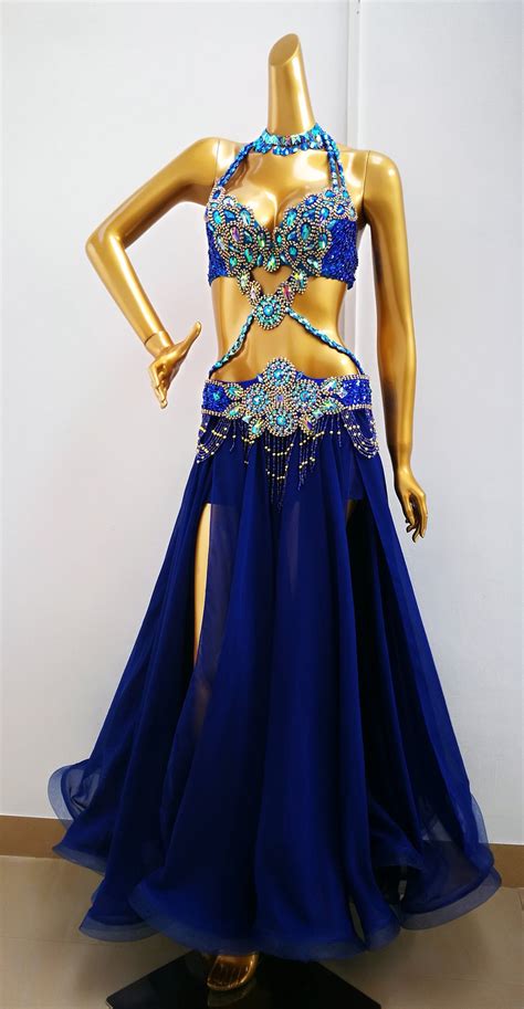 Hand Made Beaded Belly Dance Samba Costume Royal Blue Color Etsy Uk