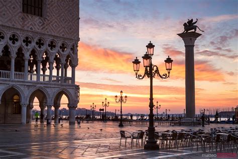 Aerial View Of St Marks Square At Sunset Venice Italy Images