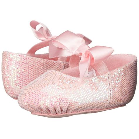 Dance Class Girls Pink Leather Outsole Satin Bow Glitter Ballet Shoes