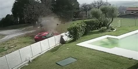 Ferrari 296 Gtb And F12 Crash Into Someones Garden Wall One After The