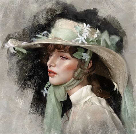 Hd Wallpaper Lady With Hat Art Girl Painting Pictura Portrait