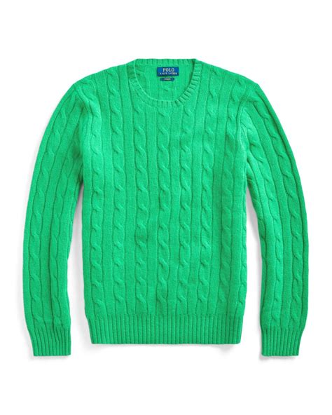 Polo Ralph Lauren Cable Knit Cashmere Sweater In Green For Men Lyst