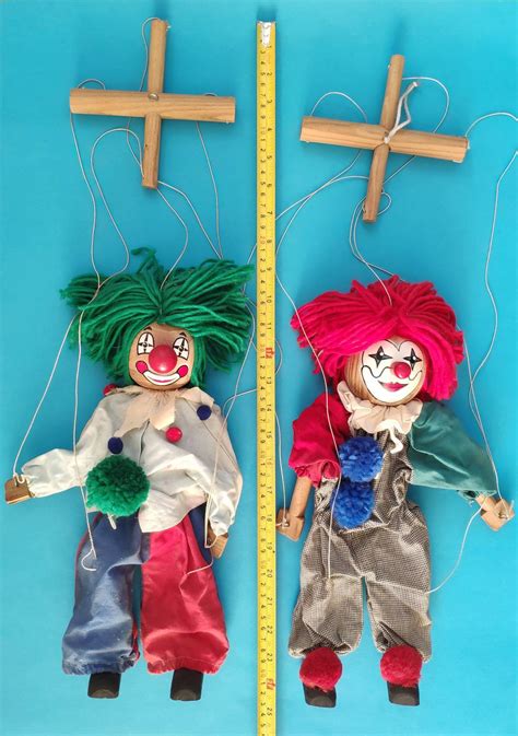 Vintage Handmade German Marionettes Puppet Dolls Clown String Etsy