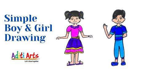 How To Draw Boy And Girl For Kids Easy Boy And Girl Drawing Cute