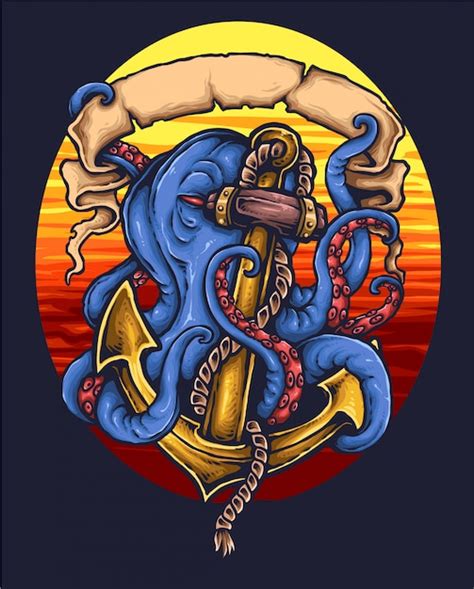 Premium Vector Nautical Anchor Octopus Tattoo
