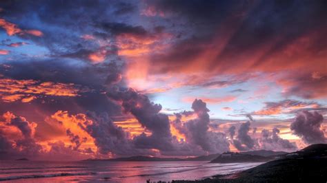 Beautiful Sunset Sky Over The Ocean Hd Wallpaper