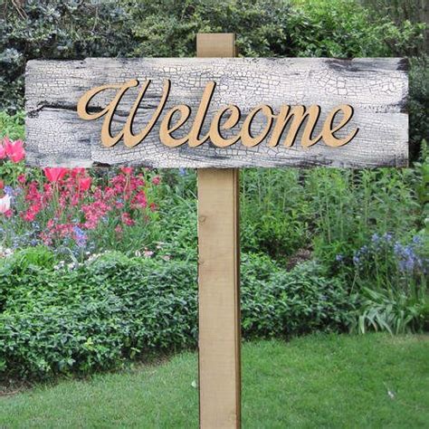 Amonogramartunlimited Welcome Vintage Wooden Sign Garden Signs
