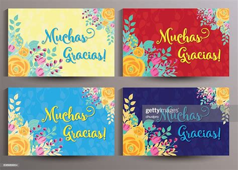 Muchas Gracias Spanish Thank You Cards Set 125x80 Mm High Res Vector