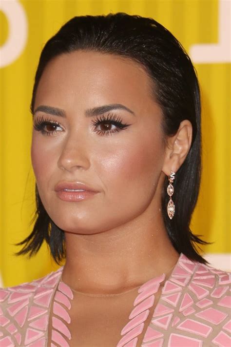 Demi Lovato Straight Black Slicked Back Hairstyle Steal Her Style