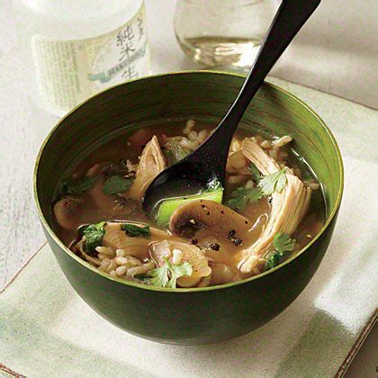 Once the chicken is cool, slice it thinly and portion it into four soup bowls. Chicken and Rice Soup with Lemon and Ginger Recipe | MyRecipes