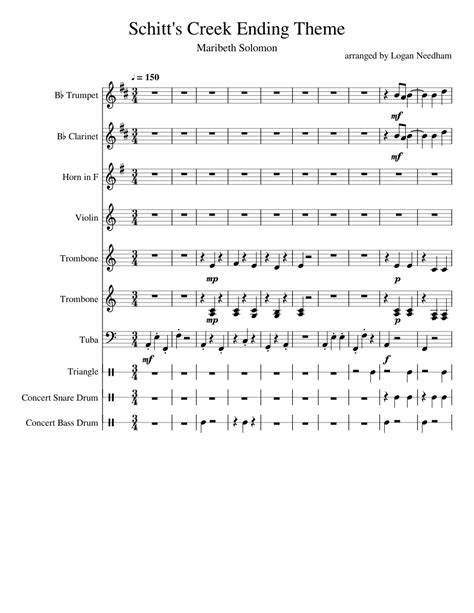Schitt's Creek Ending Theme Sheet music for Clarinet, Violin, Trumpet ...