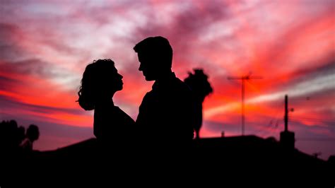 Wallpaper Silhouettes Couple Love Romance Twilight Evening