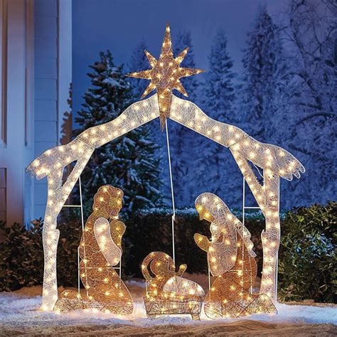 Led Lighted Nativity Scene Holiday Decoration Christmas Outdoor Decorations With Light Xmas