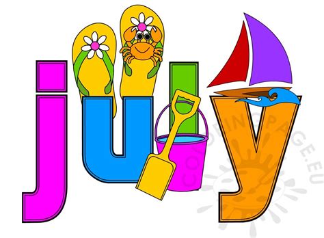 Summer Month July Image Coloring Page