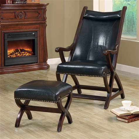 Leather chair and ottoman sets. Monarch Specialties Leather-Look Hunter Chair with Ottoman ...
