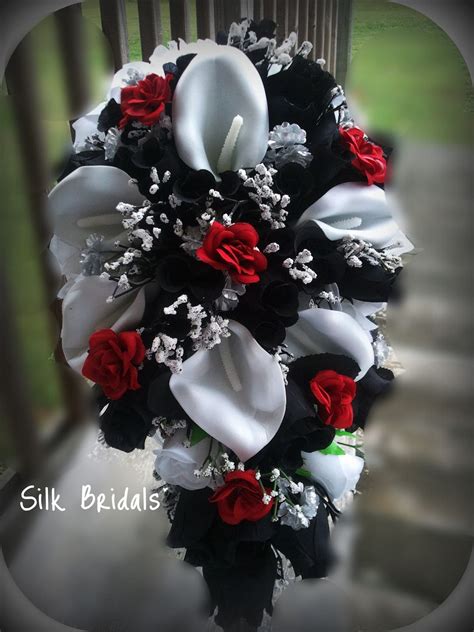Image Detail For Bridal Bouquet Silk Wedding Flowers Black Red White