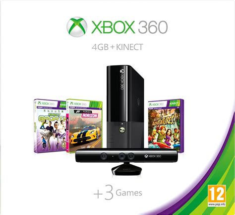 Xbox 360 Super Slim 4gb Console Kinect 3 Games Xbox 360new