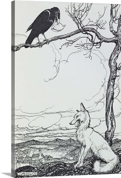 The Fox And The Crow Illustration From Aesops Fables Wall Art Canvas