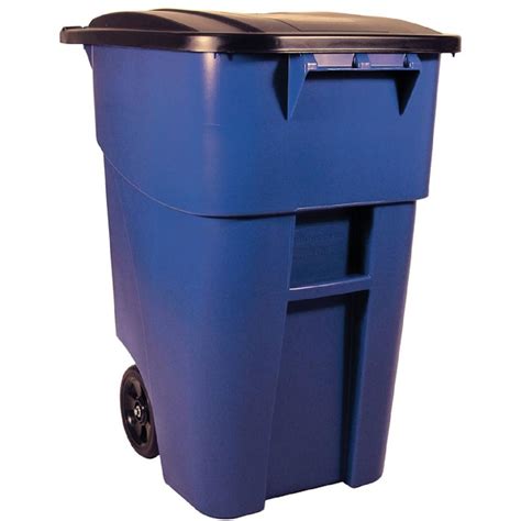 Then lay the trash can with the bag in it onto its side, grabbing the garbage in two places pull it out and stand the garbage bag. Rubbermaid Commercial Products BRUTE 50 Gal. Blue Rollout ...