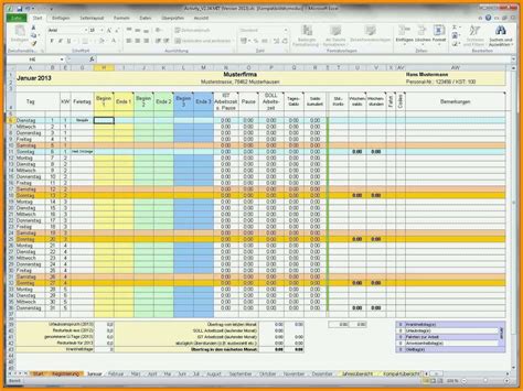 Tolle Arbeitszeiterfassung Excel Kostenlos Vorlagen Und Muster