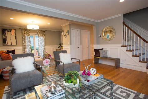 We are a full service architectural firm on bainbridge island, just off the coast of seattle. Gray and White Design Details in Open Living Room With Graphic Area Rug and Fur Pillows | HGTV