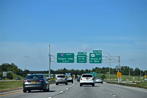 Exit Signs Seen On A New York Interstate Editorial Image Image Of