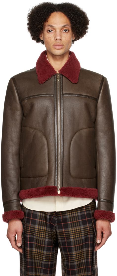 Paul Smith Brown Aviator Shearling Leather Jacket Ssense