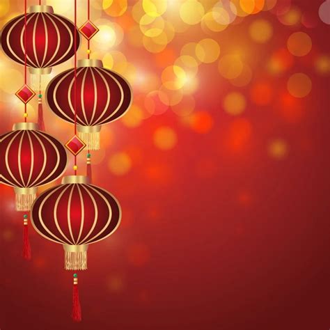 New Year Red Lantern Polka Dots Lunar Chinese Spring Festival Party