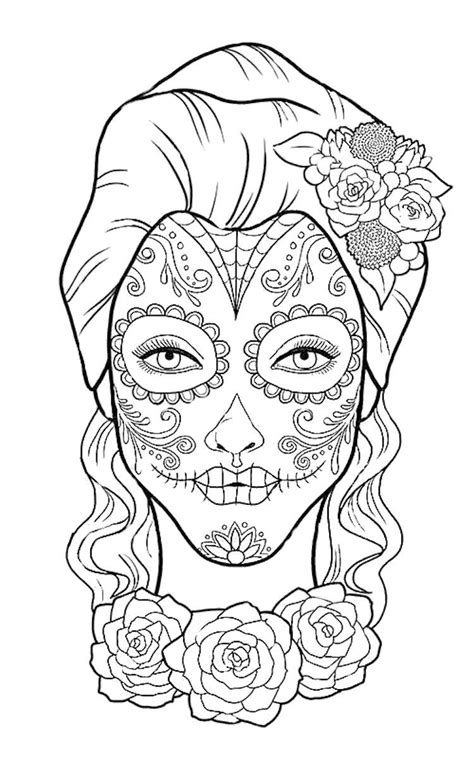 Day Of The Dead Coloring Page Skull Coloring Pages Coloring Books