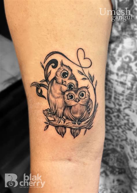 Cute Owl Tattoo Owl Tattoo Blakcherry Tattoo Studio