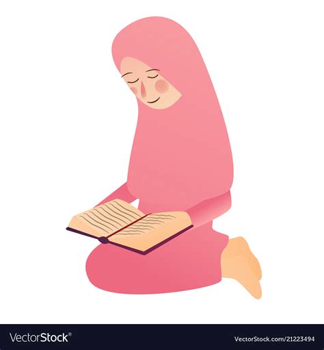 A Muslim Girl Read Quran Islam Royalty Free Vector Image